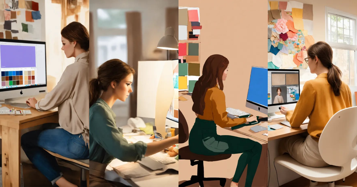 Lexica - Create an image of a woman with light brown hair working with ...