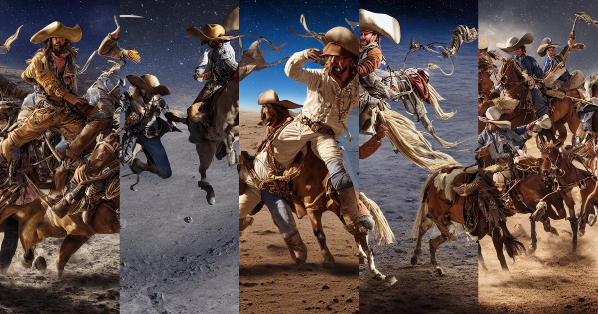 Lexica - Cowboys and pirates fighting on the moon, cowboys have horses ...
