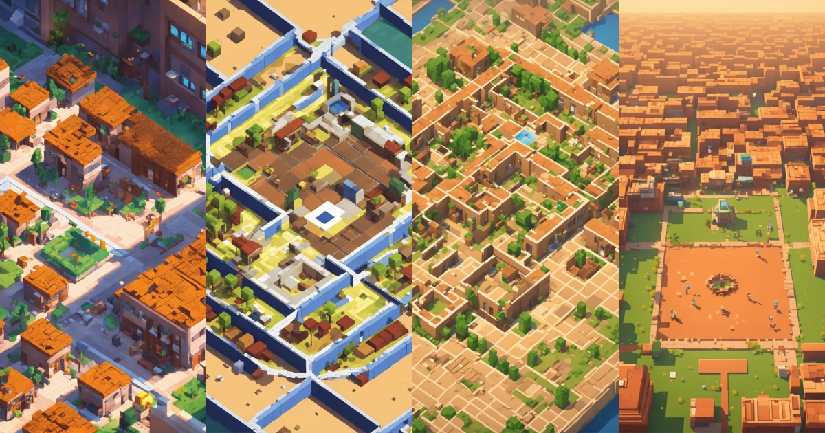 Lexica - Simple blocky pixel image in a 3/4 top-down perspective with ...