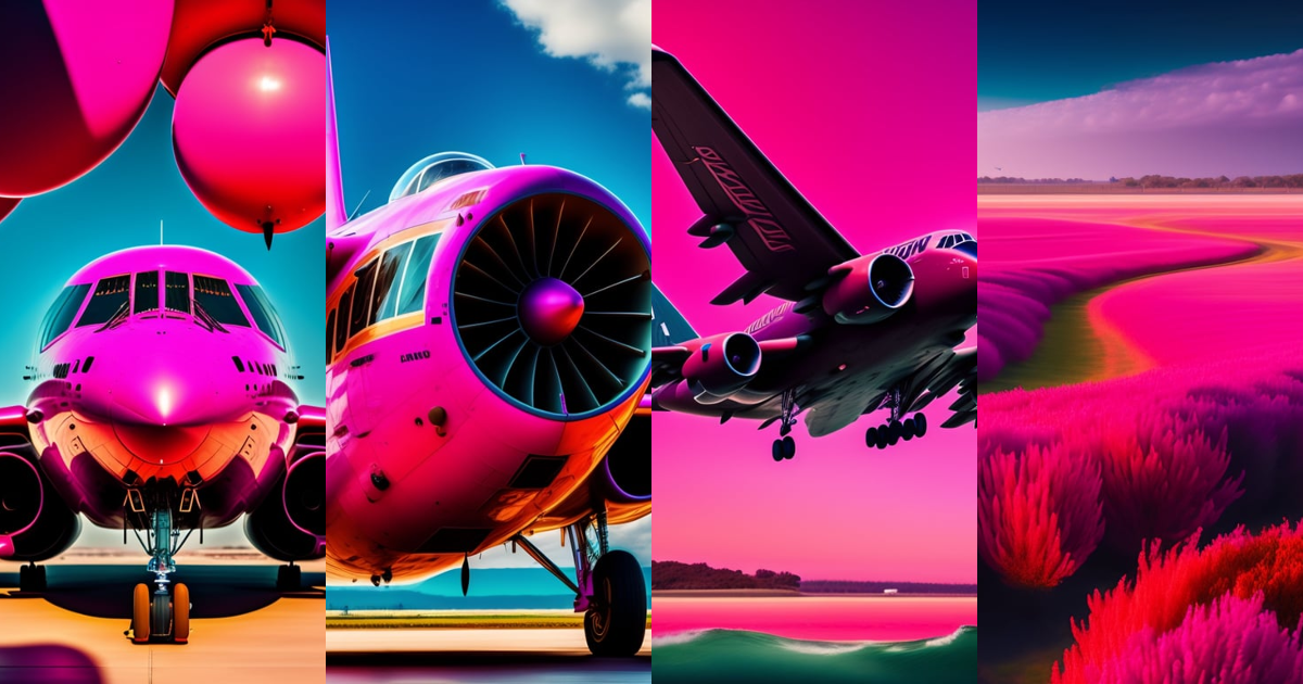 Lexica - Avión de color rosa y 8 alas