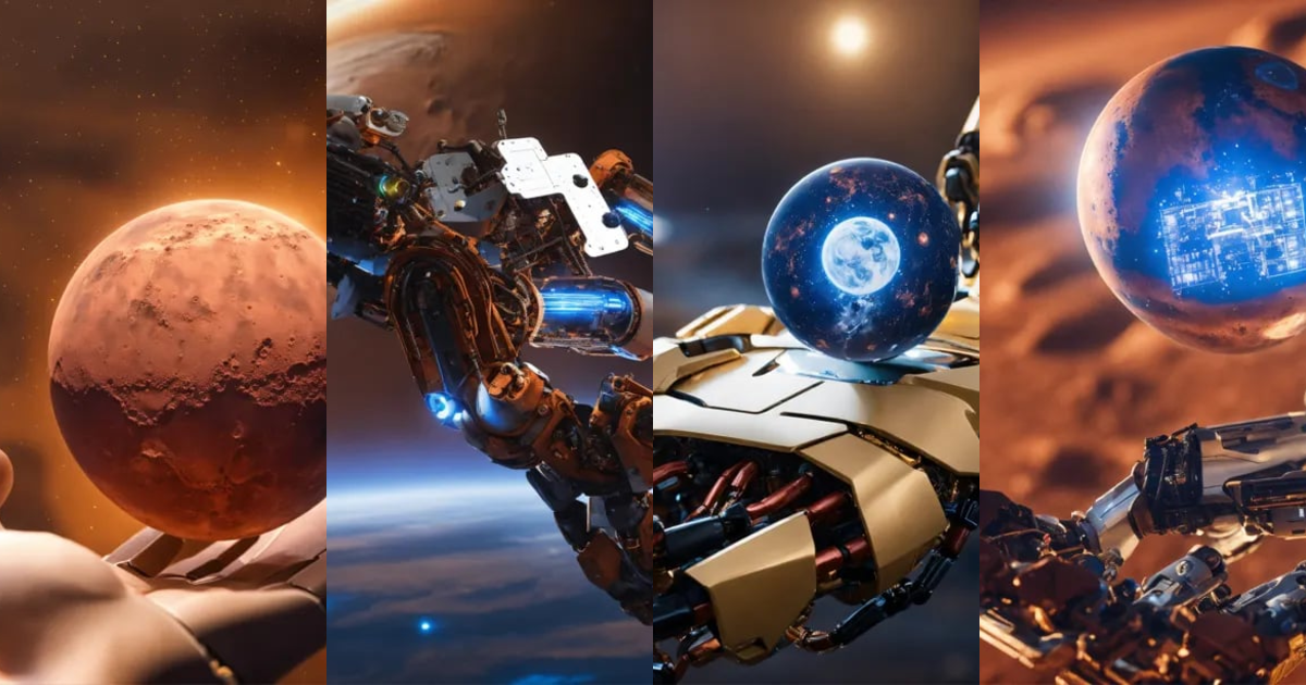 Lexica - Photo of artificial intelligence holding planet mars in their ...
