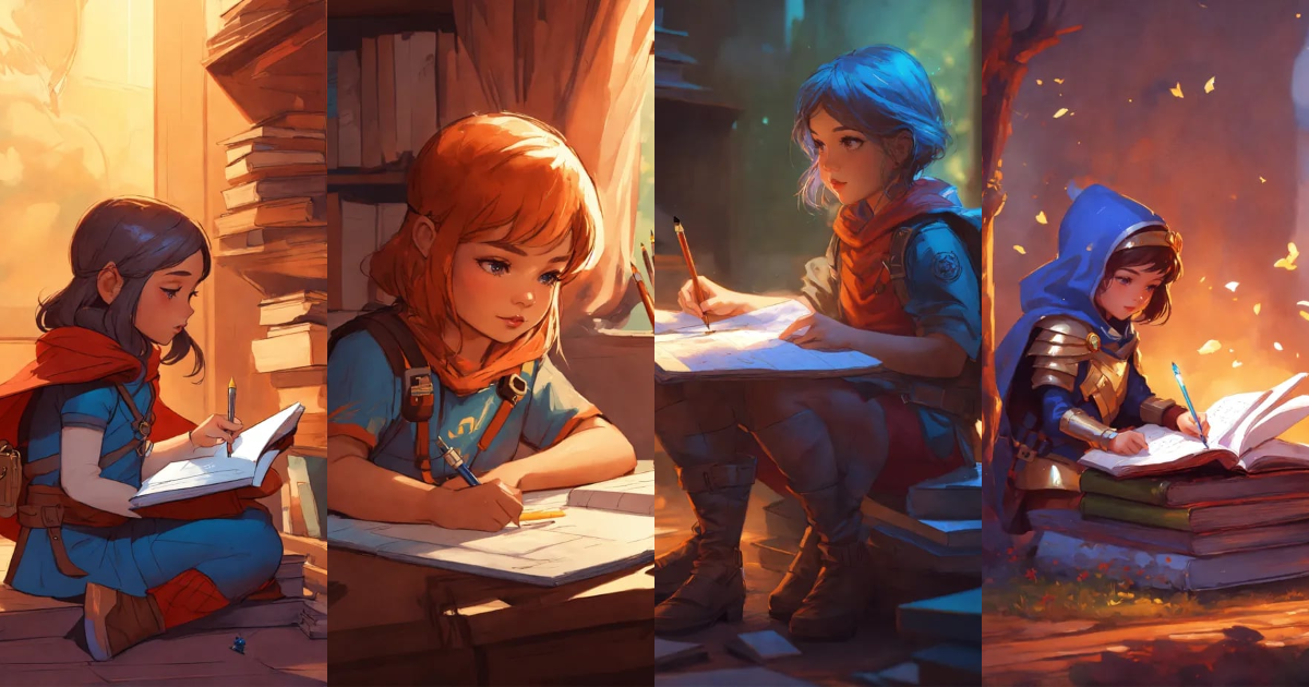 Lexica - Cute little hero helping a girl to to her Homework, fantasy ...