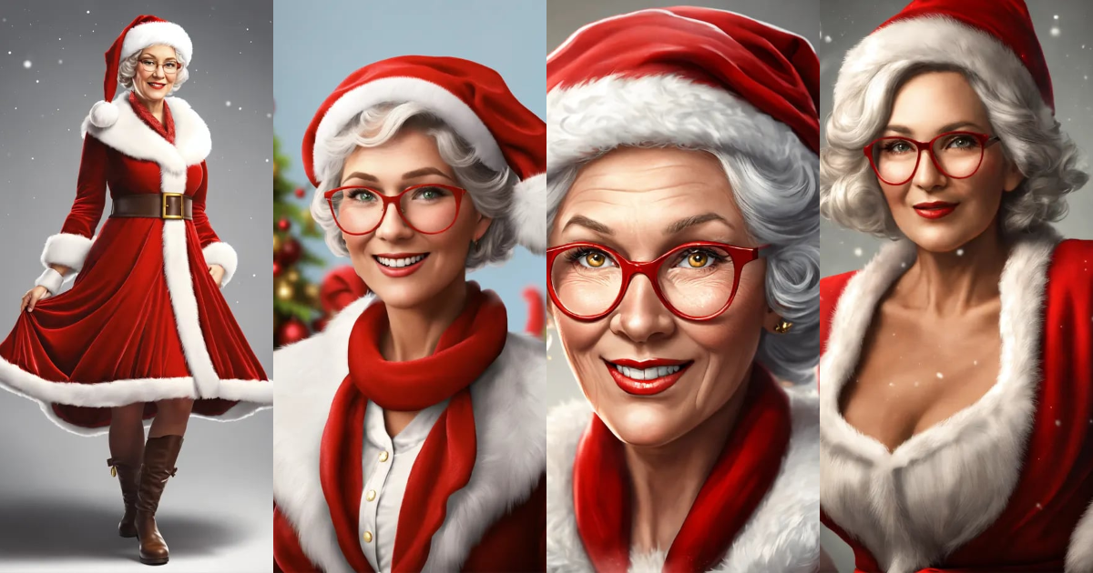 Lexica - Cartoon mrs. claus, hyper realistic on white background