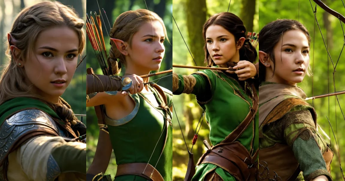 Lexica - A young elf female archer in a rush in the woods