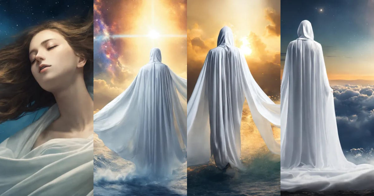 Lexica - A human soul, no gender, covered with white cloth, coming from ...