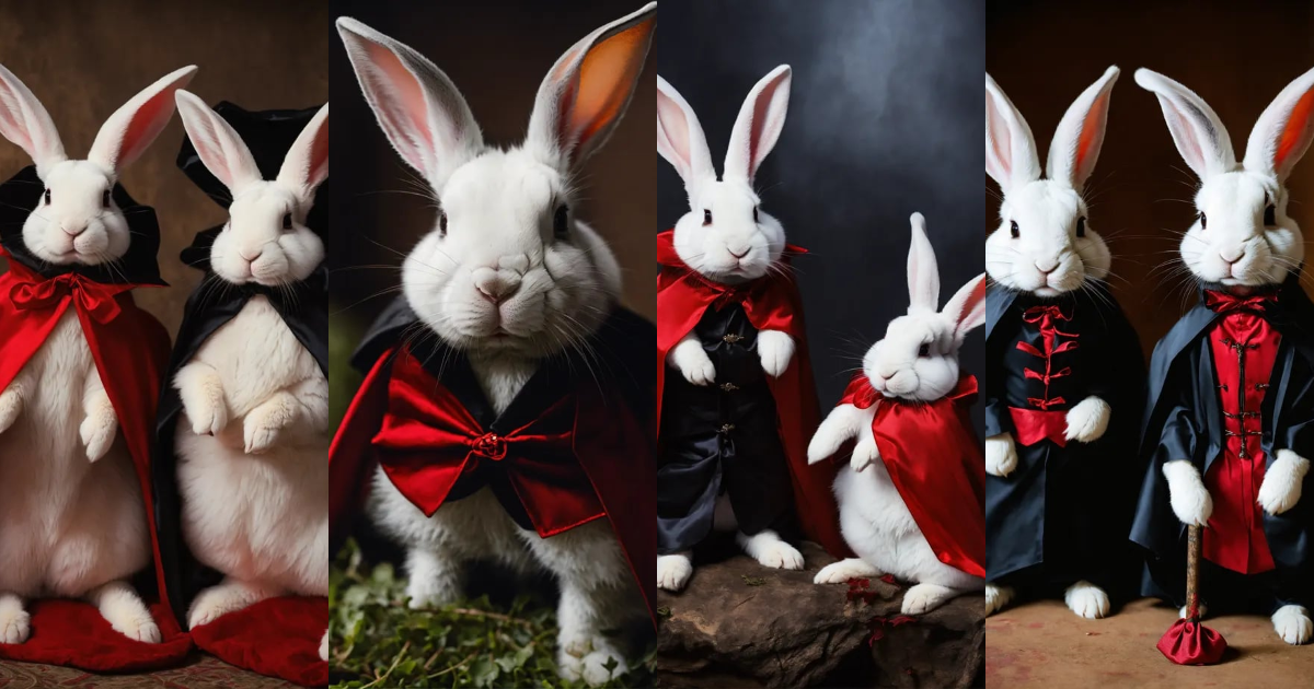 Lexica - Rabbits dressed as vampires.