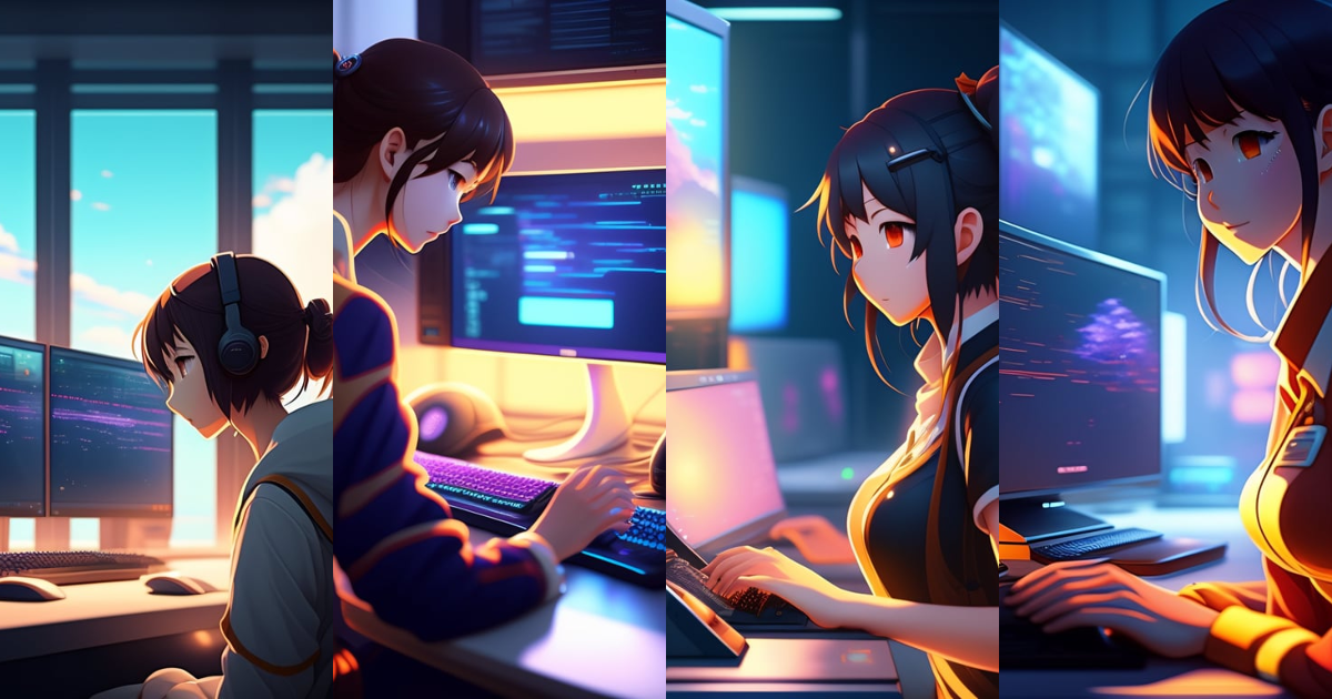 Lexica - Create a high resolution artwork of Anime Girl is programming ...