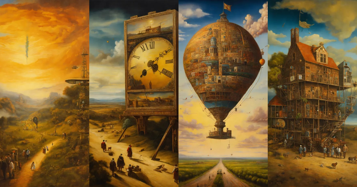 Lexica - Surreal oil painting of timeline in high resolution