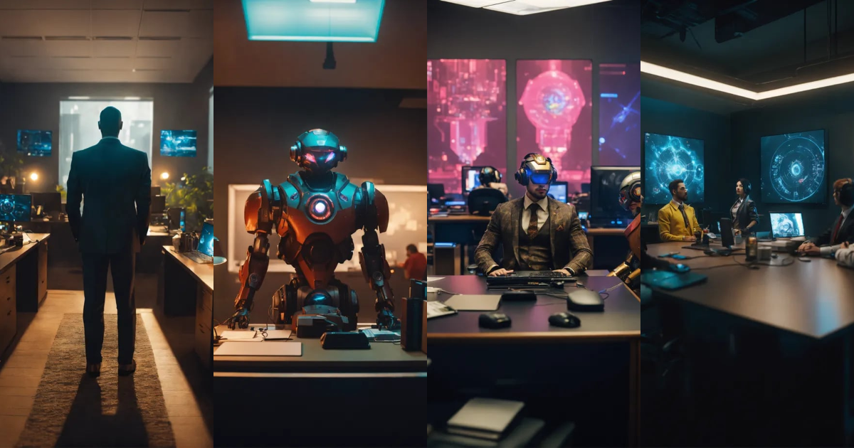 Lexica - Wide angle Environmental shot of AI Augmented Human ...