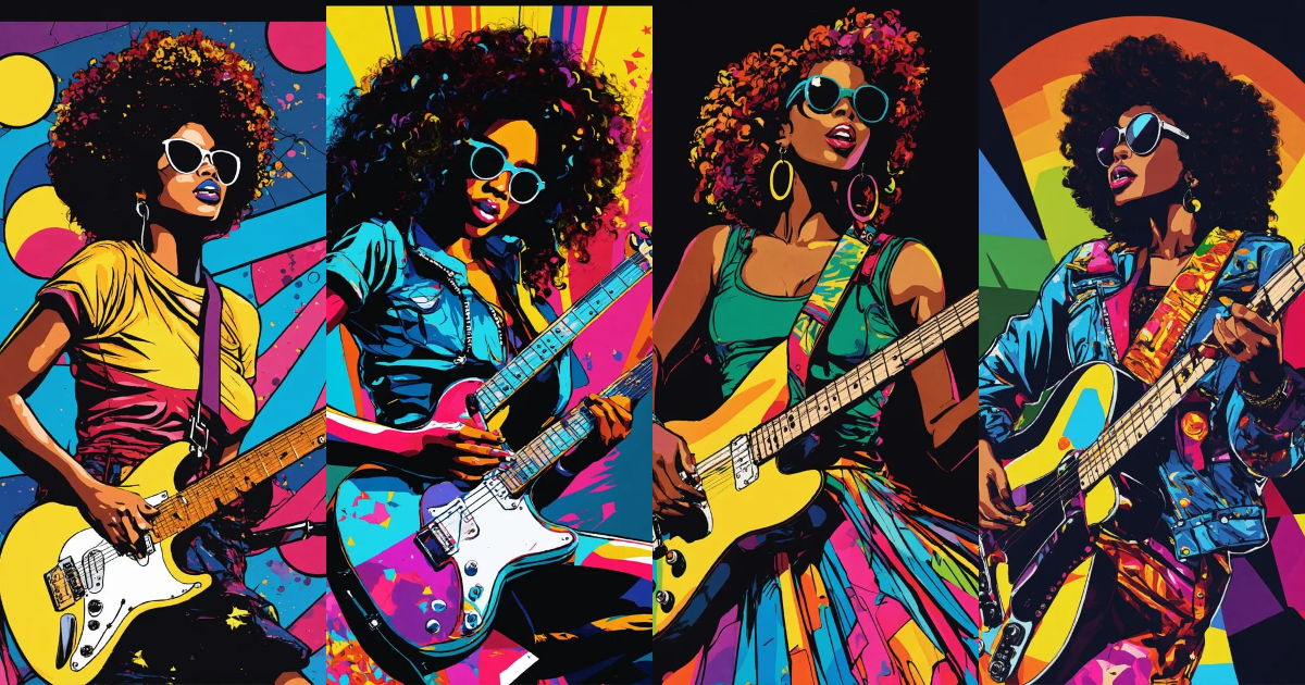 Lexica - Pop Art Musician Black Woman in pop art rock star outfit ...
