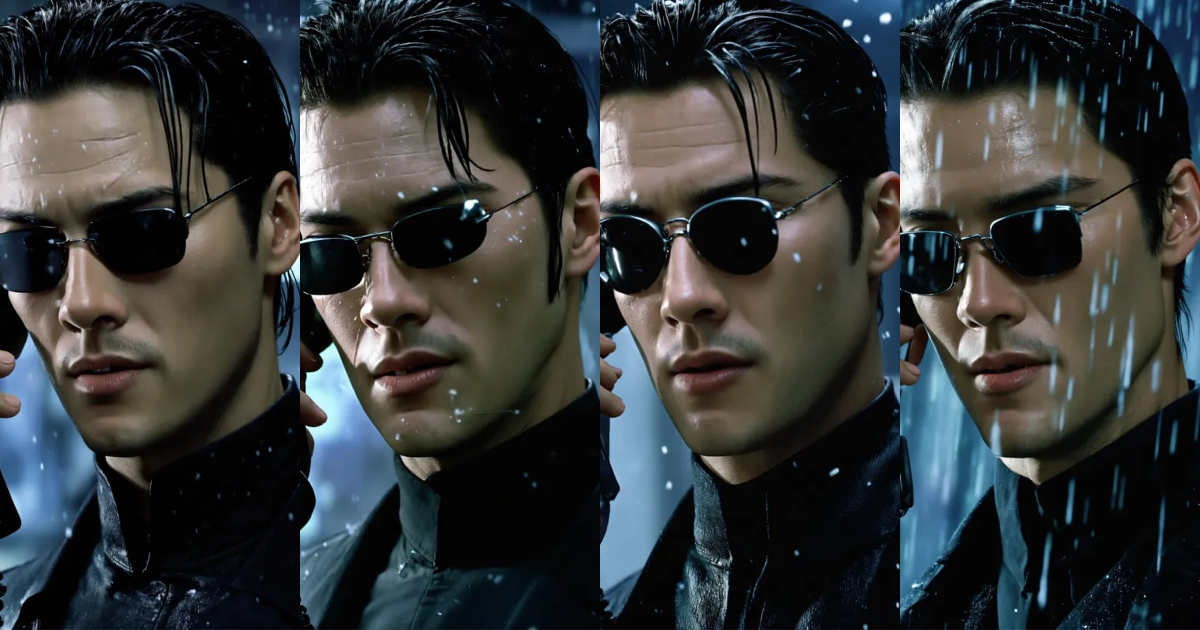 Lexica - Neo from the matrix is frozen, he is calling on an ice phone