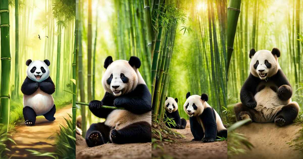 Lexica Join these playful pandas as they frolic in bamboo forests