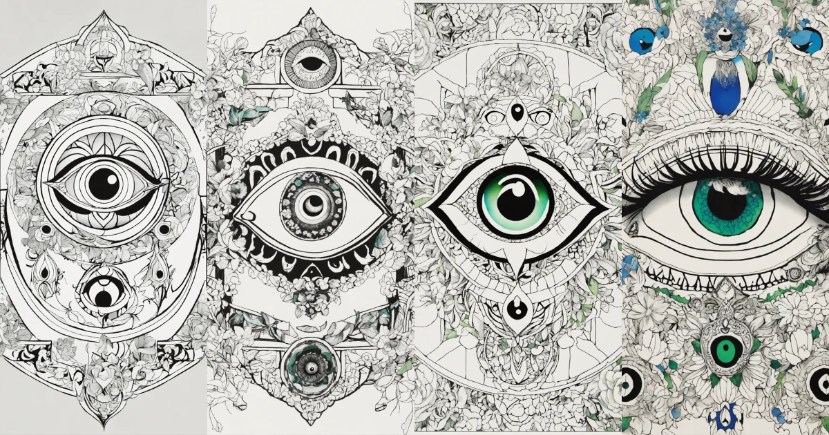 Lexica - Tattoo colouring book style in black, white, blue and green ...