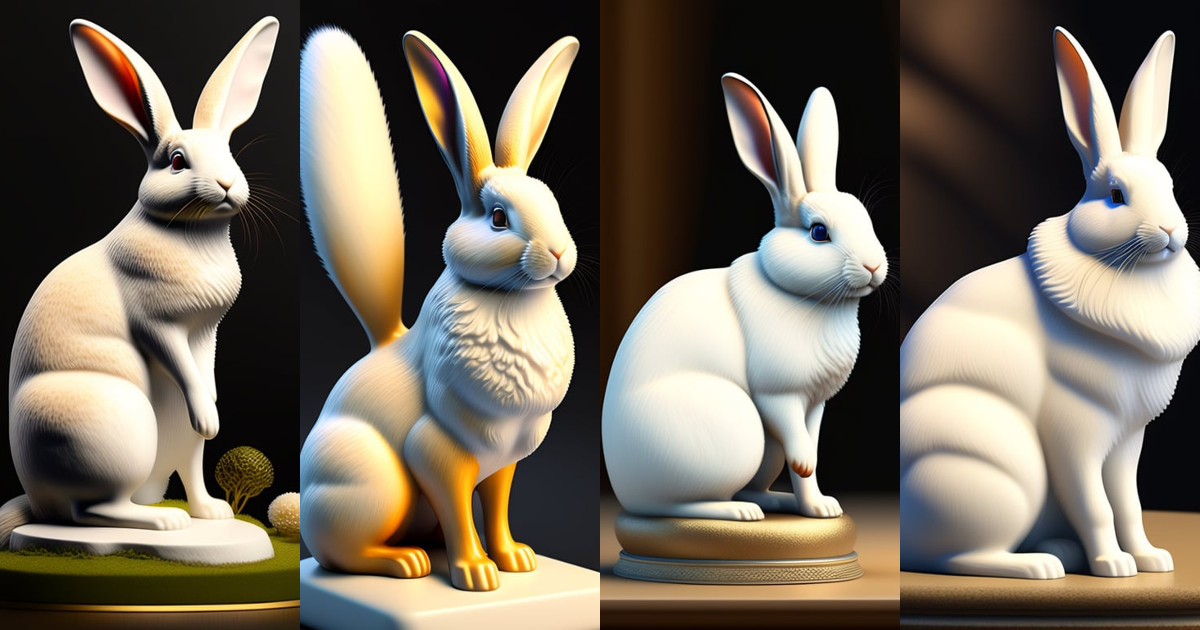 Lexica - 3 d rabbit with realistic white fur e, master painter and art ...