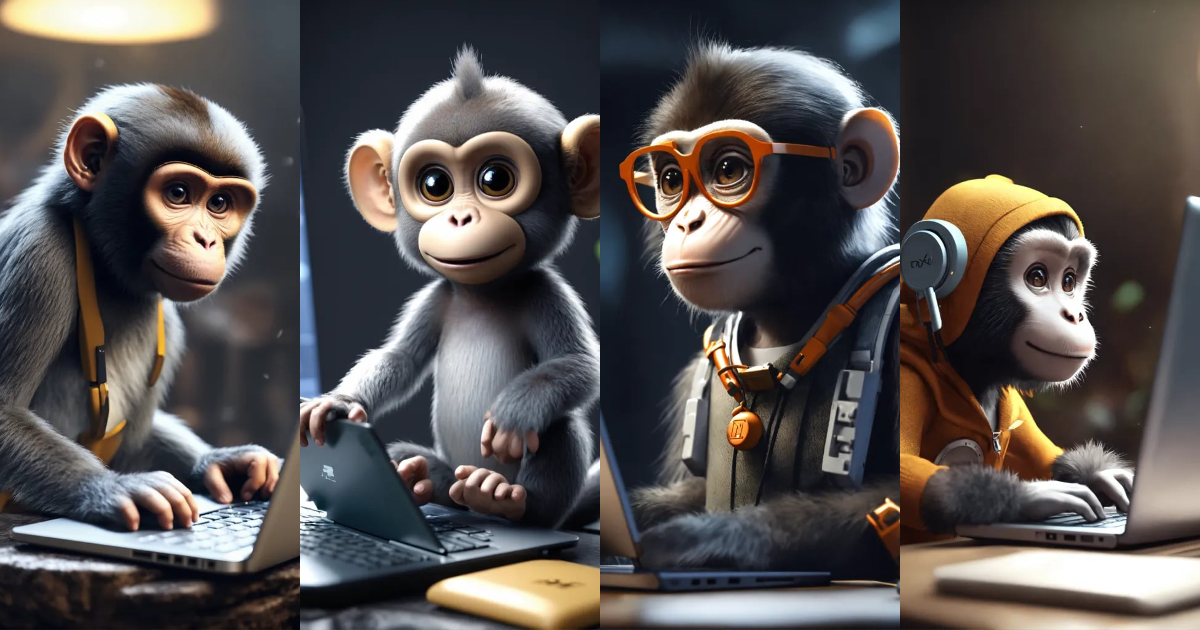 Lexica - A cute monkey using a laptop, doing math, stunning unreal ...