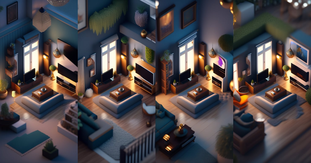 Lexica - Detailed isometric living room render, unreal engine voxel ...