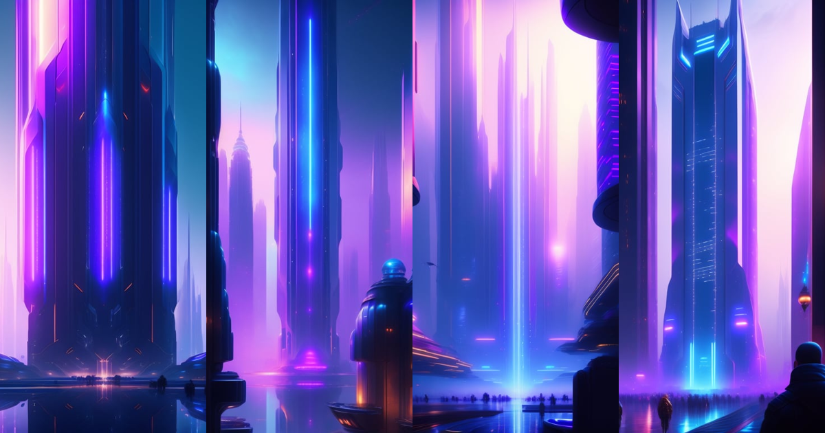 Lexica - Futuristic city, by greg rutkowski, blue and purple lighting ...