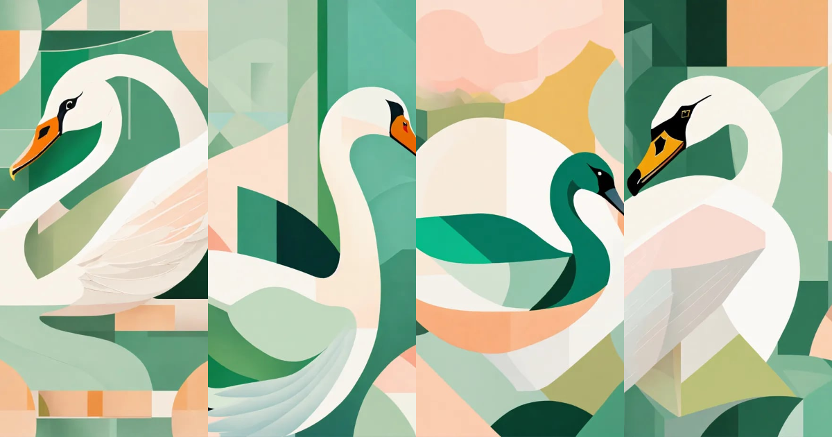 Lexica - Swan, abstract geometric shapes, Pastel colors with green ...
