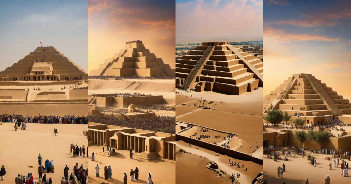 Lexica - Ziggurat of ur, view from far away, entire complex is visible ...