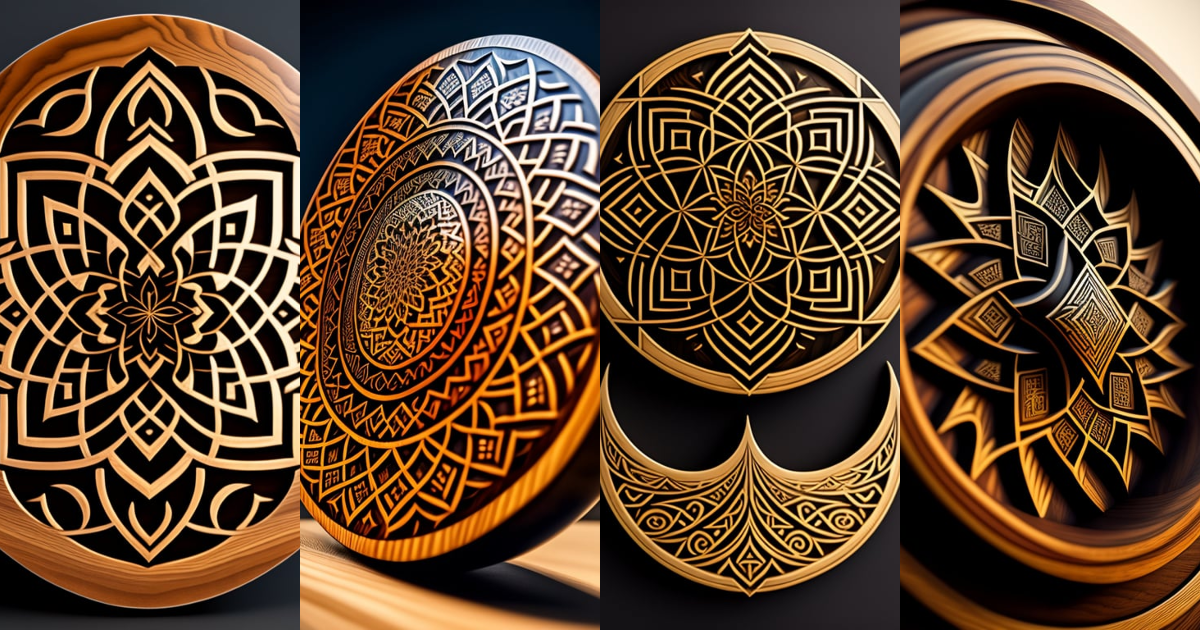 Lexica - Geometric patterns fractal engraved in wood 4K detailed Viking ...
