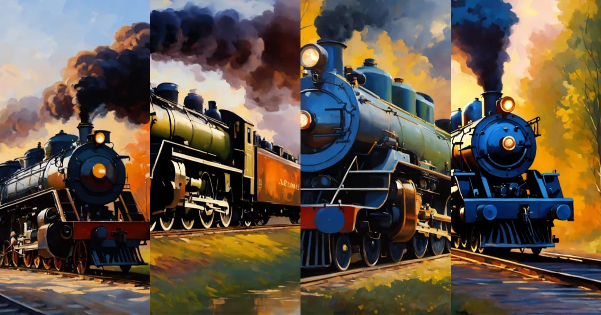 Lexica - Create a painting of an steam locomotive big boy, painting by ...