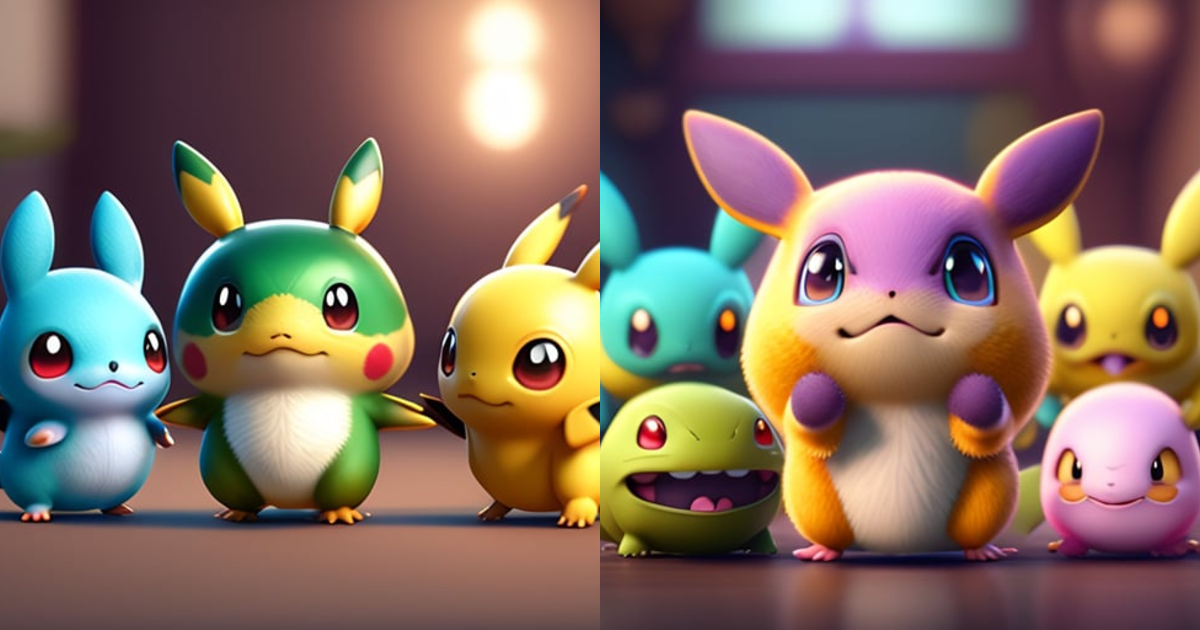 Lexica - Group of cute small Pokemon characters with let harking, big ...