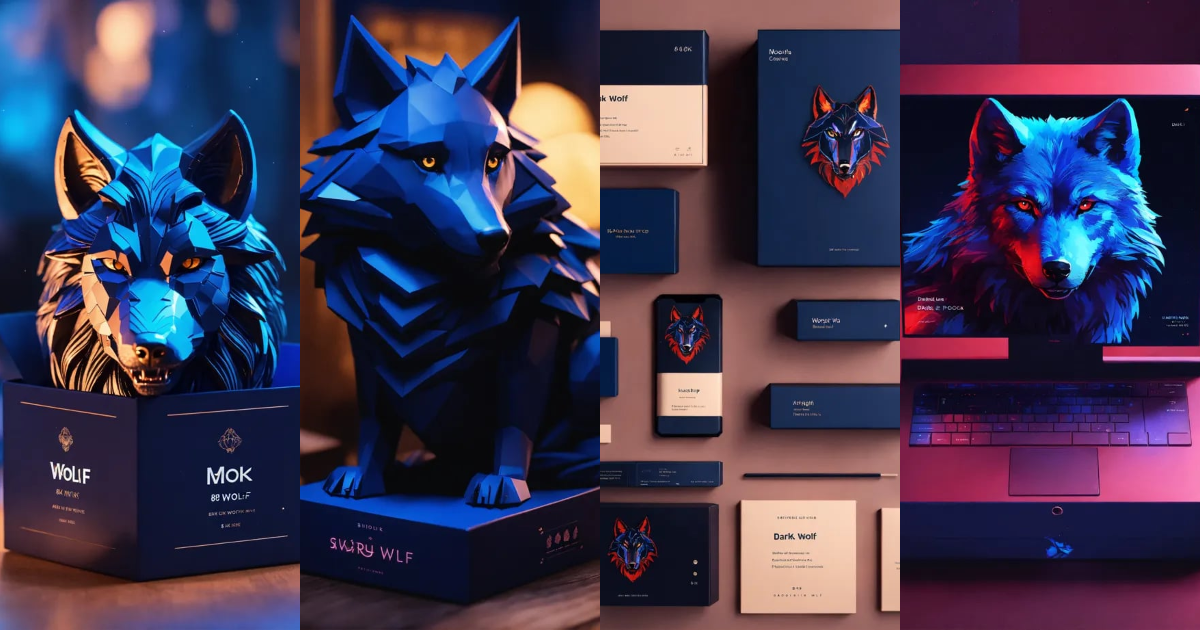 Lexica - Beautiful boxes mockup of a dark wolf, 8k, ui ux, dark blue ...