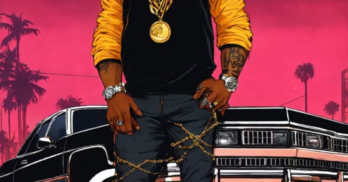 Lexica - Gangsta tony the tiger standing on top of black chevy caprice ...