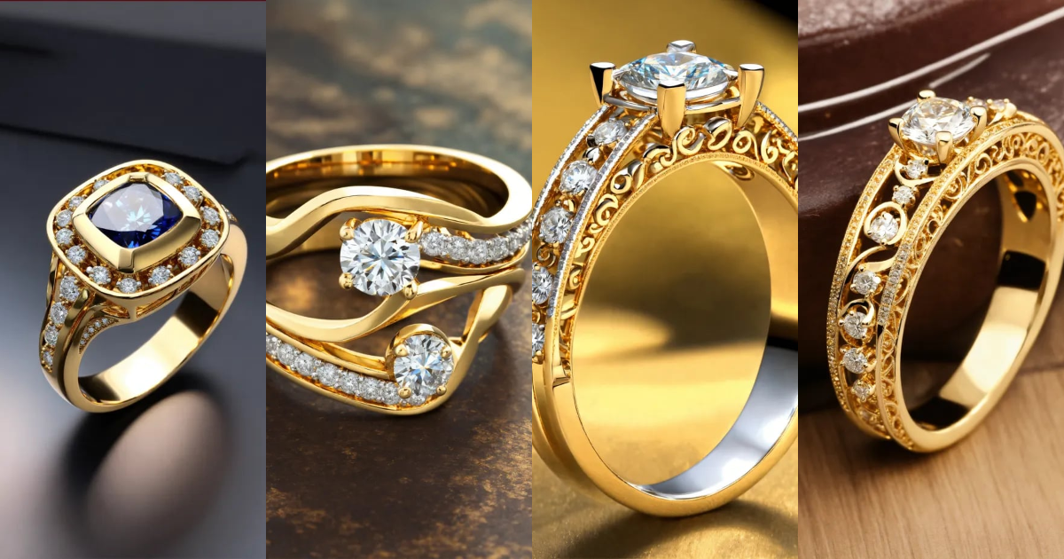 Lexica - Jewellery design, vintage style, Create diamond gold ring with ...
