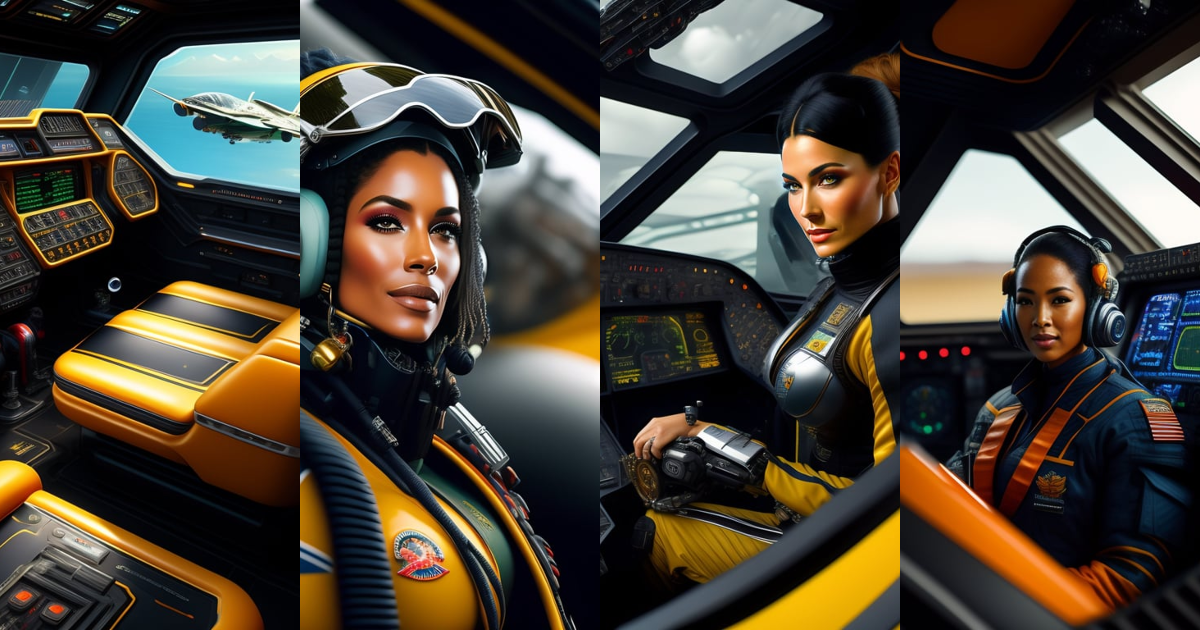 Lexica - A cyborg pilot and a detailed maximalist interior cockpit ...
