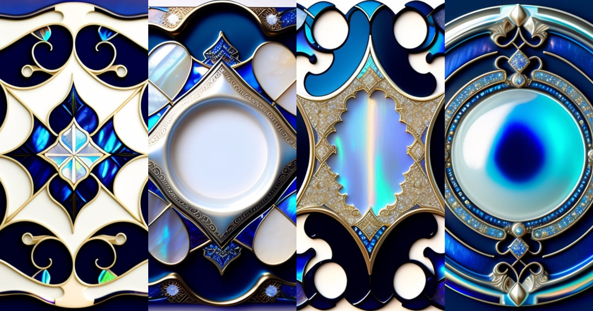 Lexica - Single mother-of-pearl inlay, Iridescent, blues, textured ...