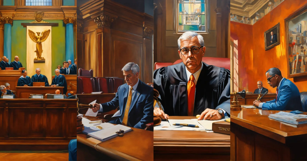 Lexica - Superrealist style, urban style, day, indoors, tribunal, judge ...