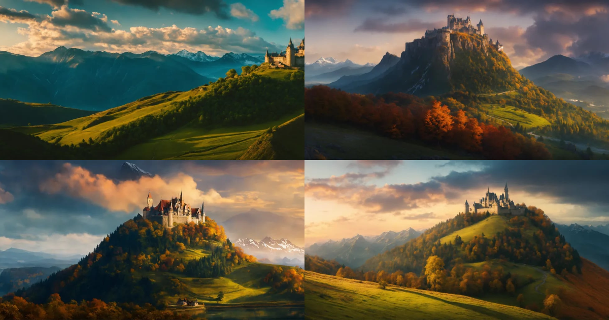 Lexica - A fantasy landscape with mountain landscape and a castle on ...
