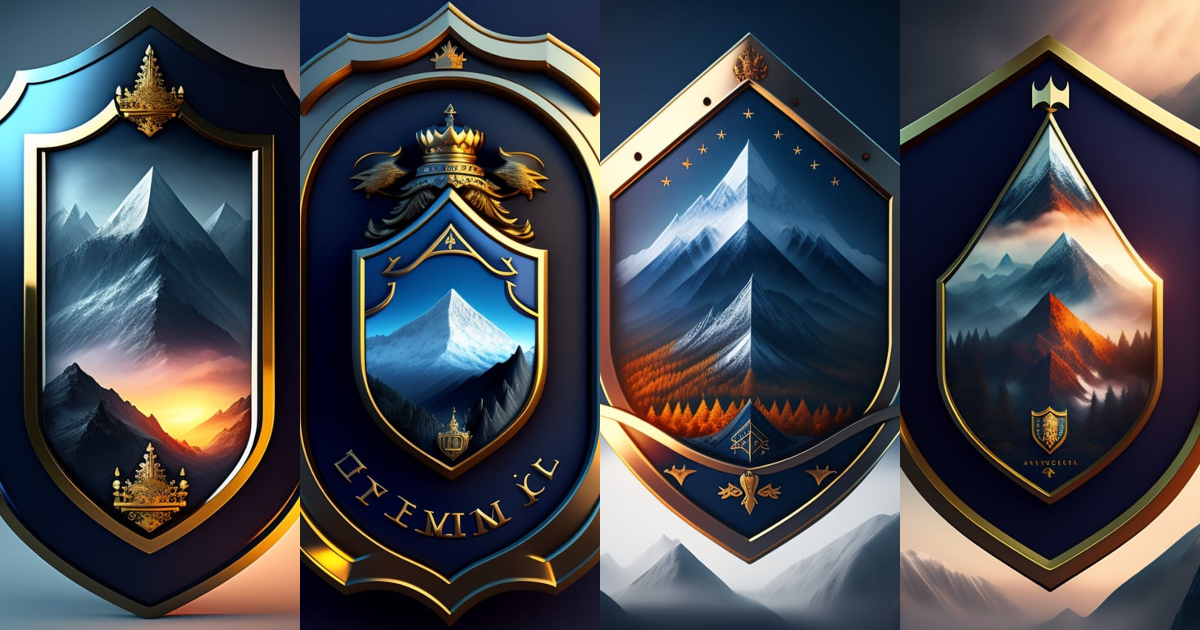 Lexica - Family crest with computer mountains and a house symbol ...