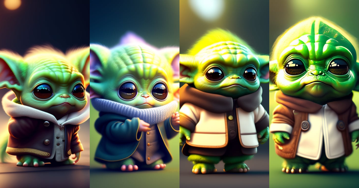 Lexica - CUTE AND ADORABLE CARTOON FLUFFY BABY YODA, FANTASY