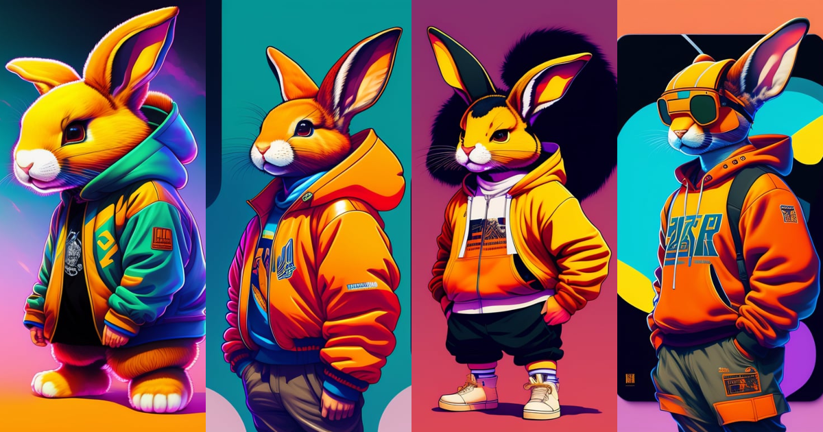 Lexica - Photo of fusion of a huge RABBIT IN HIP HOP STYLE CLOTHES ...