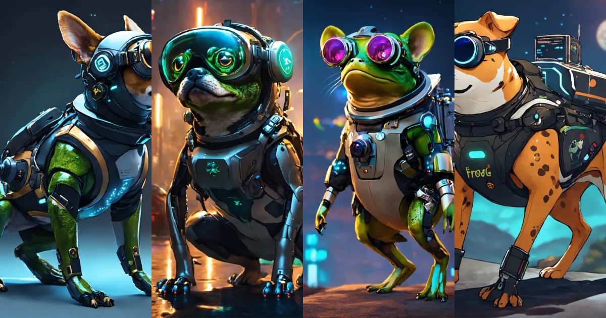 Lexica - Frog dog inu immaculate full body cyberpunk style cyborg with ...