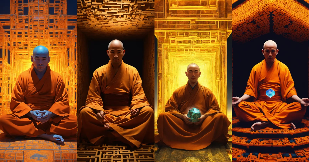Lexica - Sitting Taoist monk tesseract body fractal three point ...