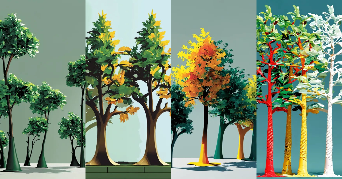 Lexica - Fake plastic trees, vector image