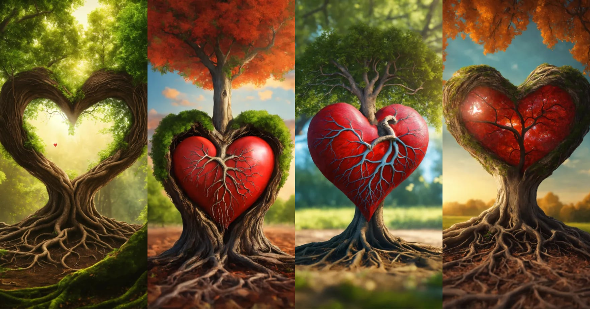 Lexica - Heart in the roots of the tree, realistic 4k