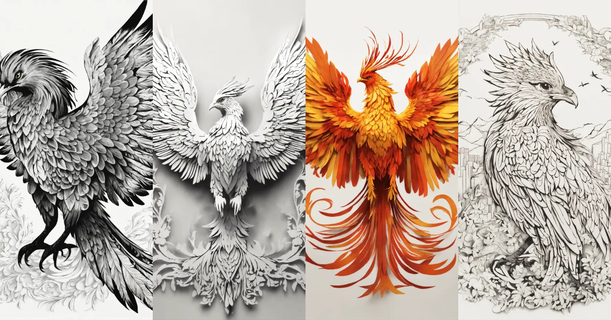 Lexica - Young phoenix; full body; 2d paper cut illustration; solid ...