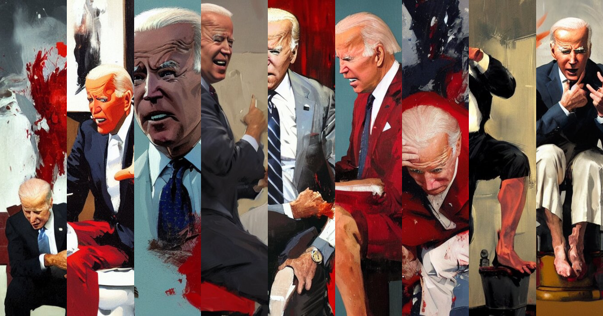 joe biden sitting on a urinal, Stable Diffusion