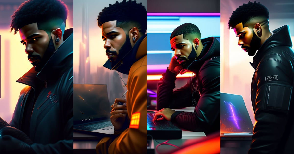 Lexica - “ drake hacking a computer, very epic, digital art, cyber punk ...