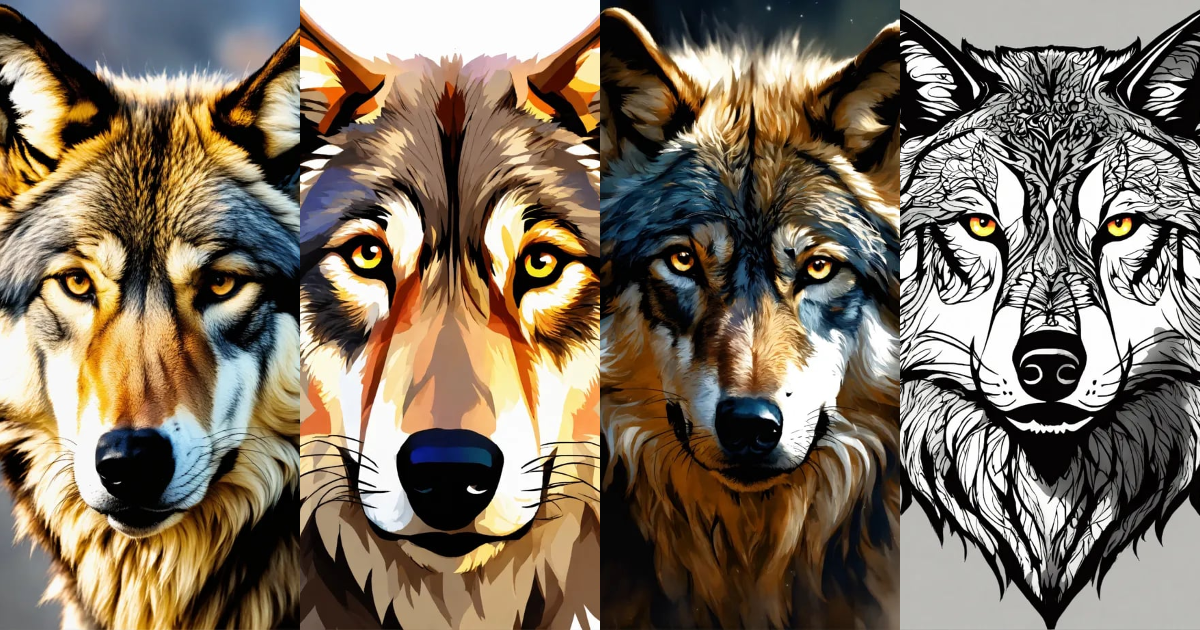 Lexica - Imposing wolf face, ultra definition, transparent background PNG