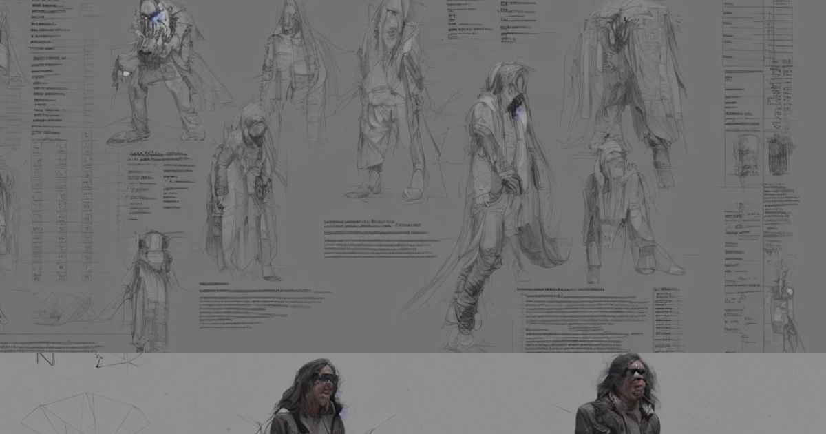 Lexica - Neil Young design, character sheet, 3d render, Greg Rutkowski ...