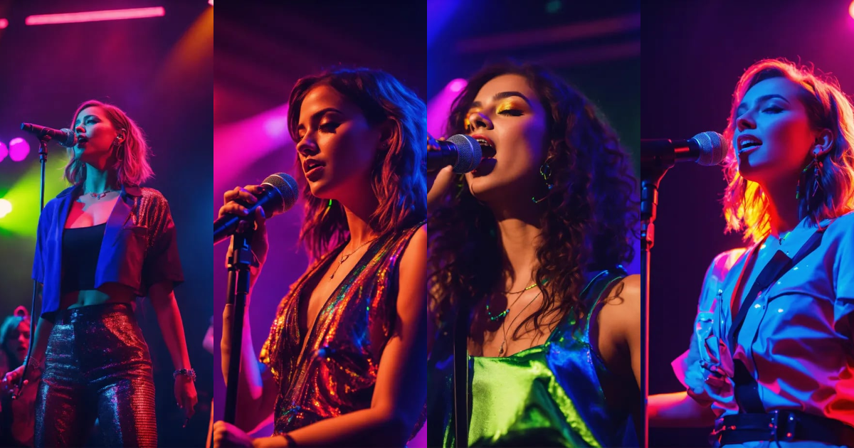 Lexica - Cinematic photography, modern, female singer on stage ...
