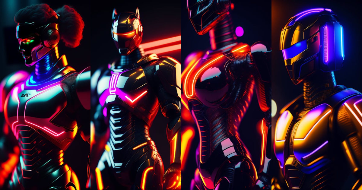 Lexica - Masculine, 8k ultra realistic, high definition , robot, neon light