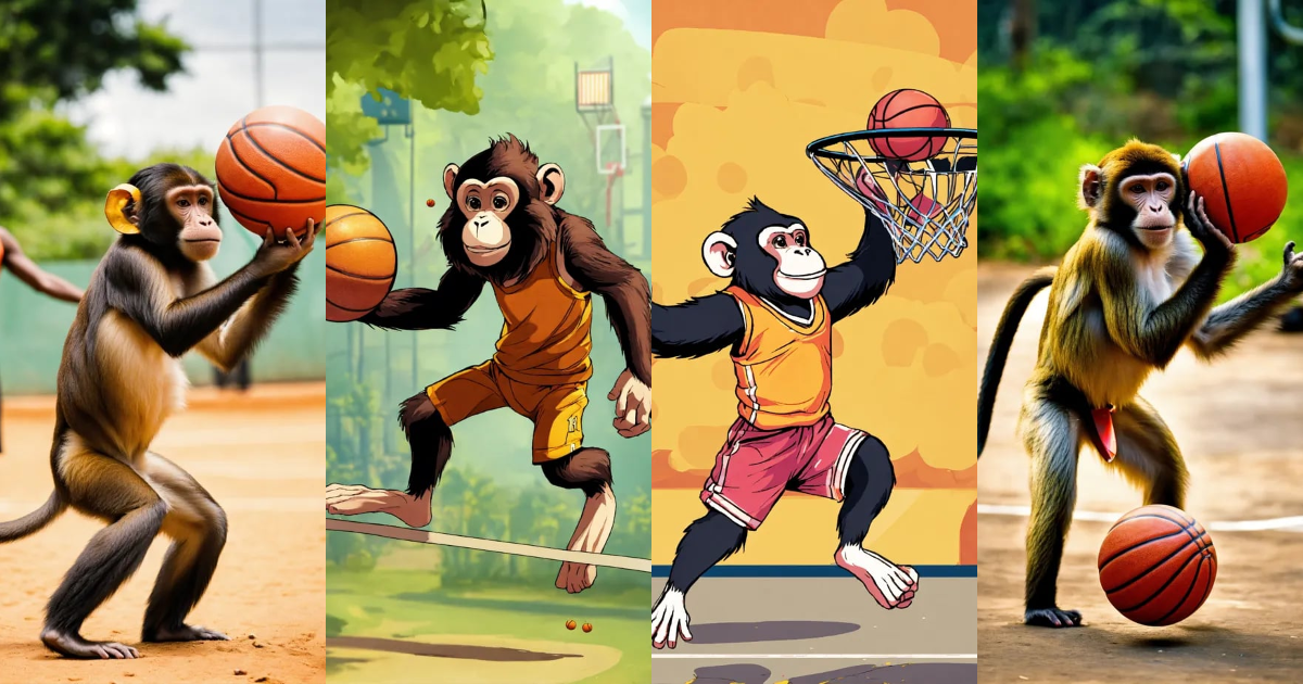 Lexica - A monkey playing basketball