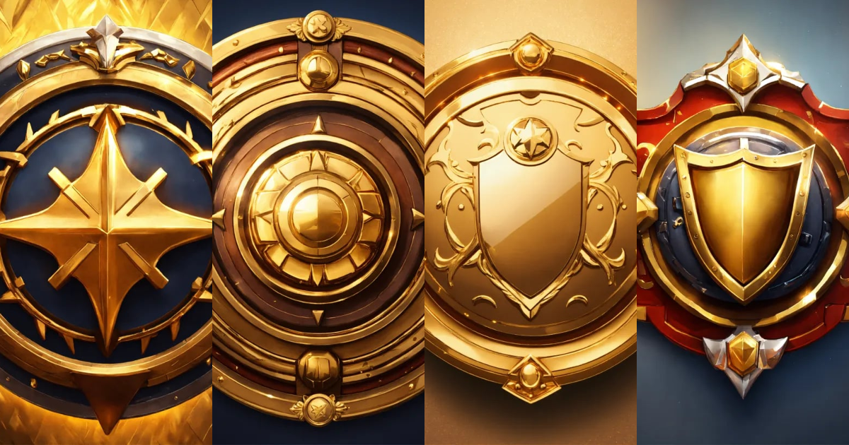 Lexica - Round gold shield game icon