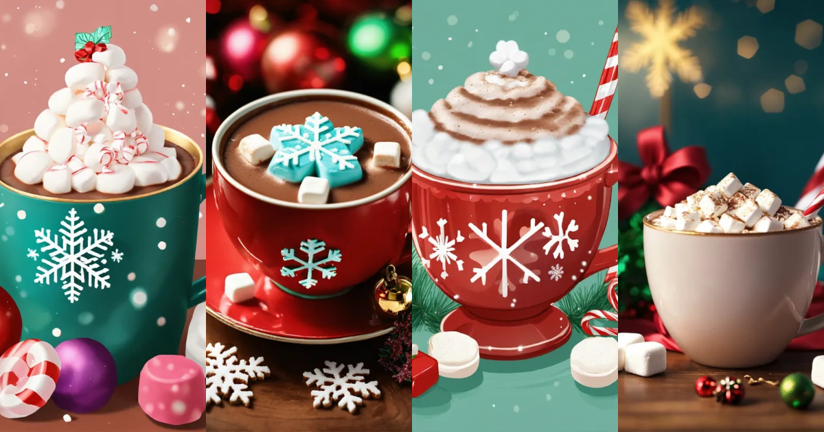 Lexica - Digital illustration of a cup of christmas hot cocoa with a ...